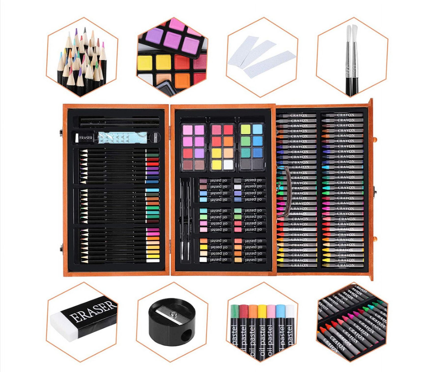 Art Supplies,143 PCS Art Set for Kids, Art Supplies Art Kits for Kids, Wooden Deluxe Painting Art Set, School Supplies Kit Coloring Drawing Case Gift for Teens Boys Girls 4 +