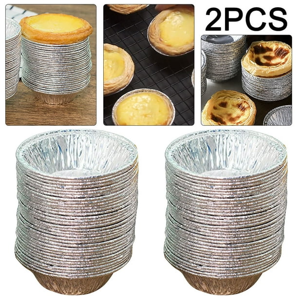 200 Uds. Moldes Desechables Papel Aluminio para Molde Cupcakes Redonda Hornear