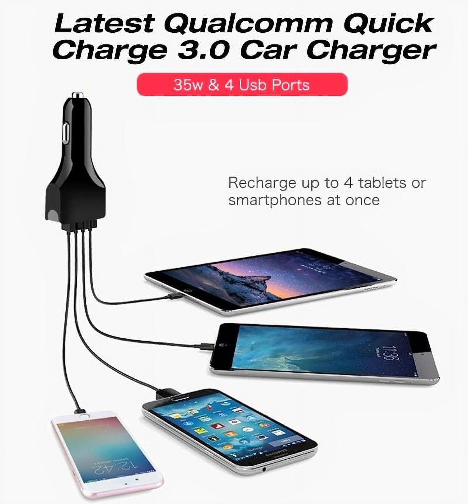 Gtekpros Car Charger - Qualcomm Quick Charge Multi-Port USB Fast Car Charger Adapter