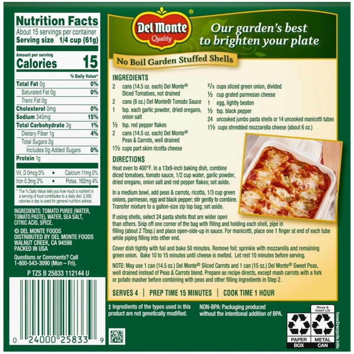 (6 pack) Delmonte Tomato Sauce 4-8oz., Can