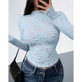 thumbnail image 6 of FreshPretty Mesh Long Sleeve Tops for Women Lace Sexy Sheer Tight See Through Crew Neck Spring Fall Party Club Outfits, 6 of 6