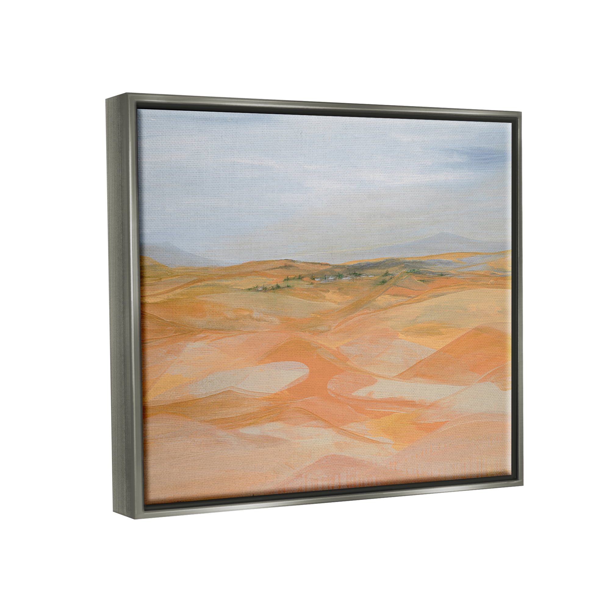 Stupell Industries Abstract Desert Dunes Nature Painting Gray Floater Framed Art Print Wall Art, 21 x 17