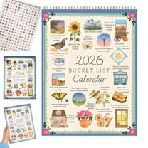 Bucket List Calendar 2026, 2026 Inspirational 12-Month Wall Calendar with Illustrated Pages & DIY Design, 2026 To Do List Calendar Monthly Calendar Planner Decor (B)
