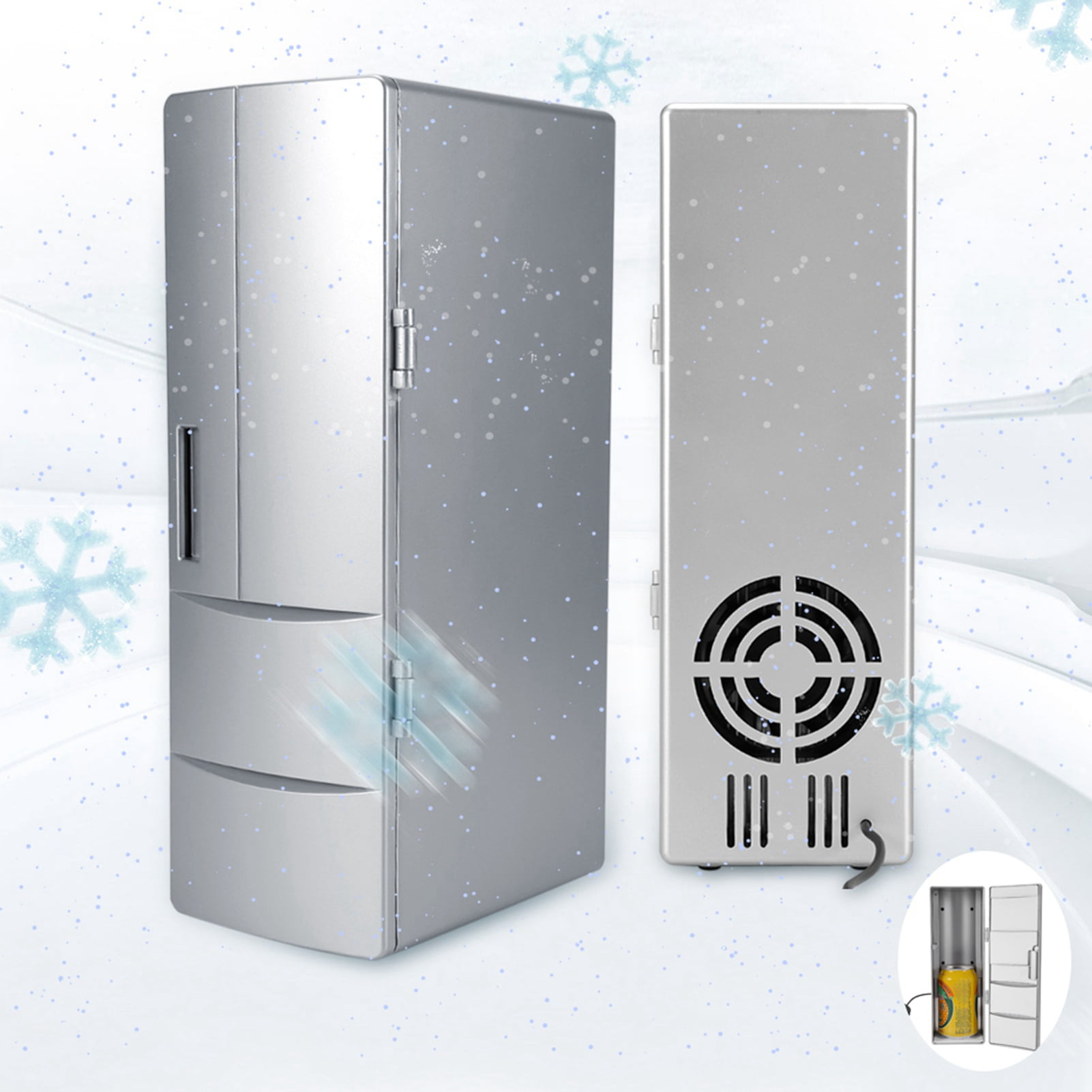 LeafyLuxe Mini USB Refrigerator, Mini Refrigerator, Compact Mini USB Refrigerator Freezer Beer Cooler Can Be In The Office When Traveling, Convenient And Fast 8.5x12x25 Cm White
