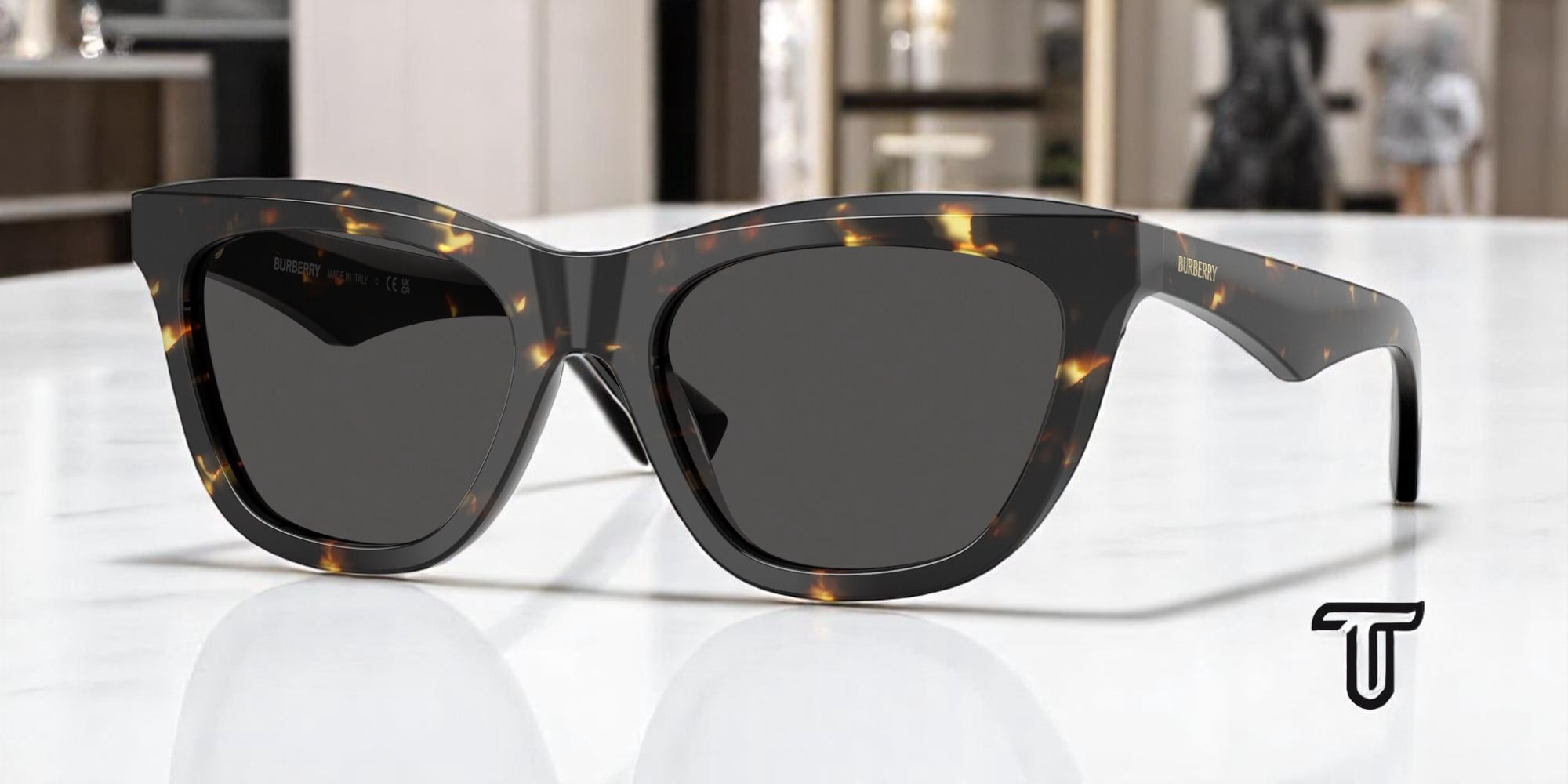 BURBERRY BE4455 416187 Black Dark Grey 55 mm Women's Sunglasses