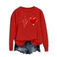 thumbnail image 2 of Itsame Valentine's Heart Sweatshirt Womens Long Sleeve T-Shirts Loose Crew Neck Tops Red Size M, 2 of 5