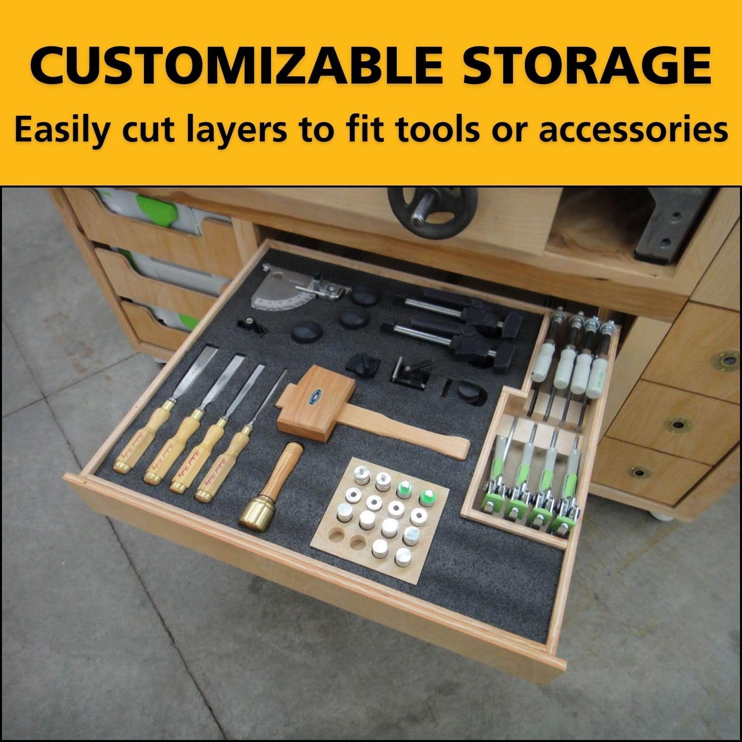 Foam Sheet for Tool Box Organizers and Storage - Perfect for Professional Contractors and Technicians - 20mm Thickness, 2' x 4' Sheet Size, Black