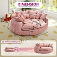thumbnail image 4 of Aukfa 81" Oversized Round Chaise Lounge Sofa Bed, Modern Chenille Cloud Couch with Deep Seat, 14 Pillows, Assemble-Free, Pink, 4 of 9
