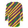 thumbnail image 3 of Uootdi Mardi Gras 3/4 Sleeve Shirts for Women Round Neck Fancy Mask Printed Graphic Tops Carnival Party Tees Trendy Mardi Gras Blouse Gift, 3 of 6
