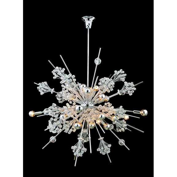 11635-010-FR001-Allegri Lighting-Constellation - Thirty Light Oval Pendant Chrome  Chrome Finish with Firenze Clear Crystal