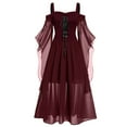 thumbnail image 1 of NMMUED Robes Maxi Robe à Manches Transparentes Robes de Mascarade pour Femmes Robe Victorienne pour Femmes Costume Renaissance Femmes Tenues Gothiques pour Femmes Robe de Fête de Mascarade Bordeaux 5TG, 1 of 3