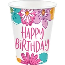 Pretty Petals Floral Flower Child Kids Birthday Party 9 oz. Paper Cups