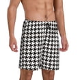 thumbnail image 2 of Sikiie Houndstooth Black And White Mens Pajama Shorts, Lightweight Lounge Pant with Pockets Soft Sleep Pj Shorts for MenLarge, 2 of 6