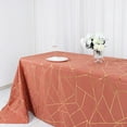 thumbnail image 2 of Balsa Circle 90" x 132" Terracotta Gold Metallic Geometric Design Polyester Rectangle Tablecloth Event, 2 of 8