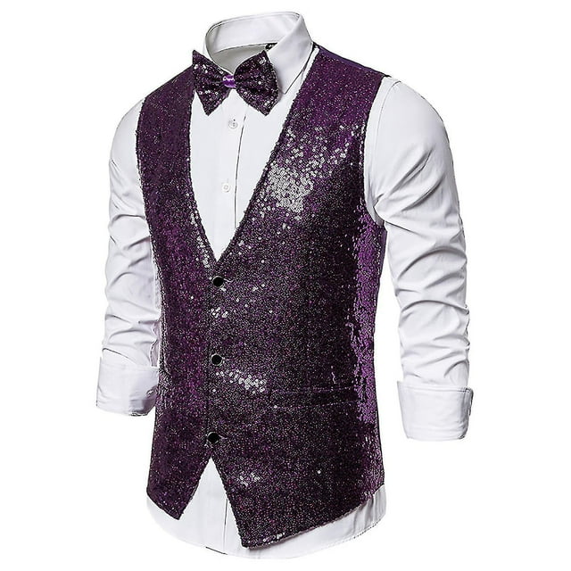 Chaleco informal con lentejuelas y personalidad Fash para hombre Et