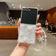 thumbnail image 6 of Compatible with Samsung Galaxy Z Flip 7 Case with Chain, Cute 3D Bling Crystal Clear Sparkle Butterfly Floral Pearl Women Girls Shockproof Phone Cover Soft Case Wrist Strap for Z Flip 7, 6 of 7