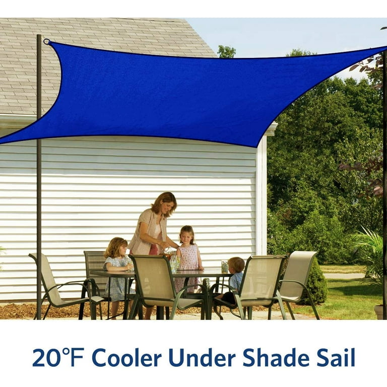 Quictent 20Lx20W ft 185G HDPE Rectangle Sun Shade Sail 98% UV