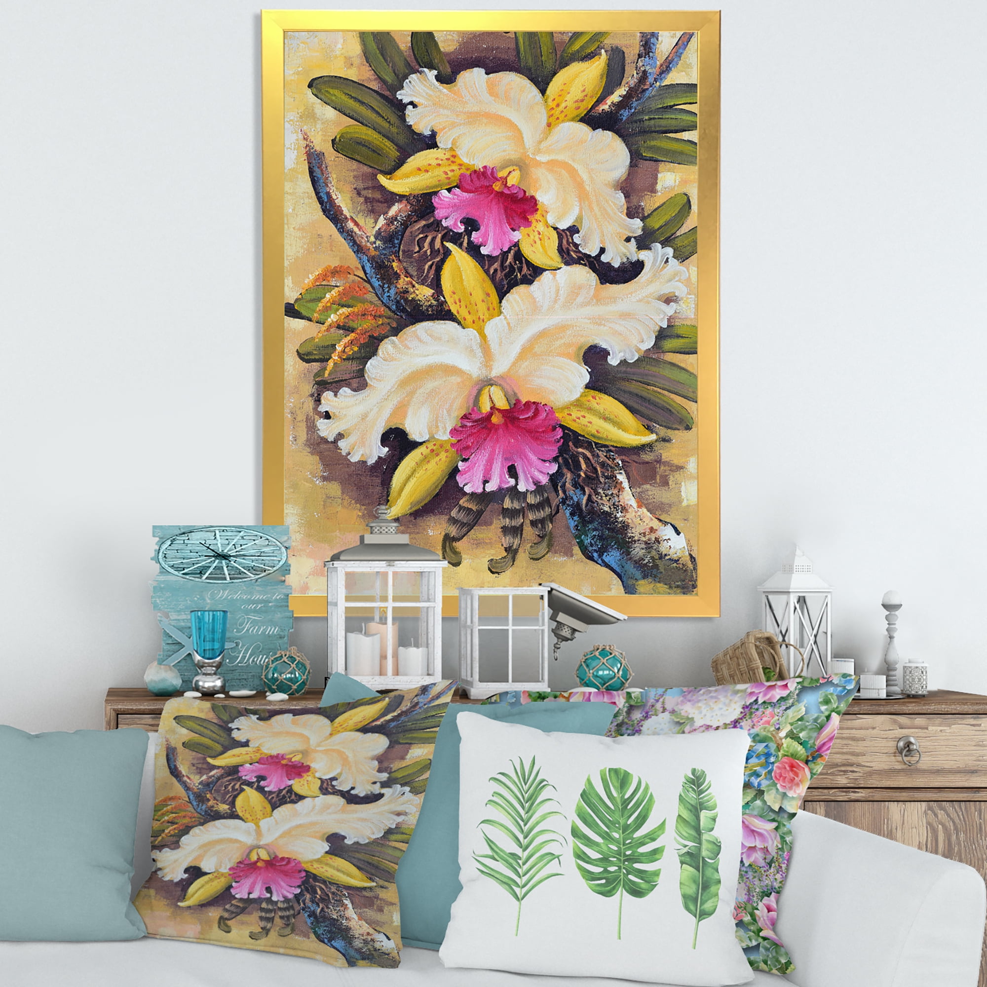 Designart 'Ancient Forest Orchids II' Traditional Framed Art Print