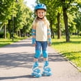 thumbnail image 2 of Gymax Patins à Roulettes pour Enfants 4 Tailles Réglables Patins Quad avec Roues Lumineuses pour Sports Bleu Marine, 2 of 9