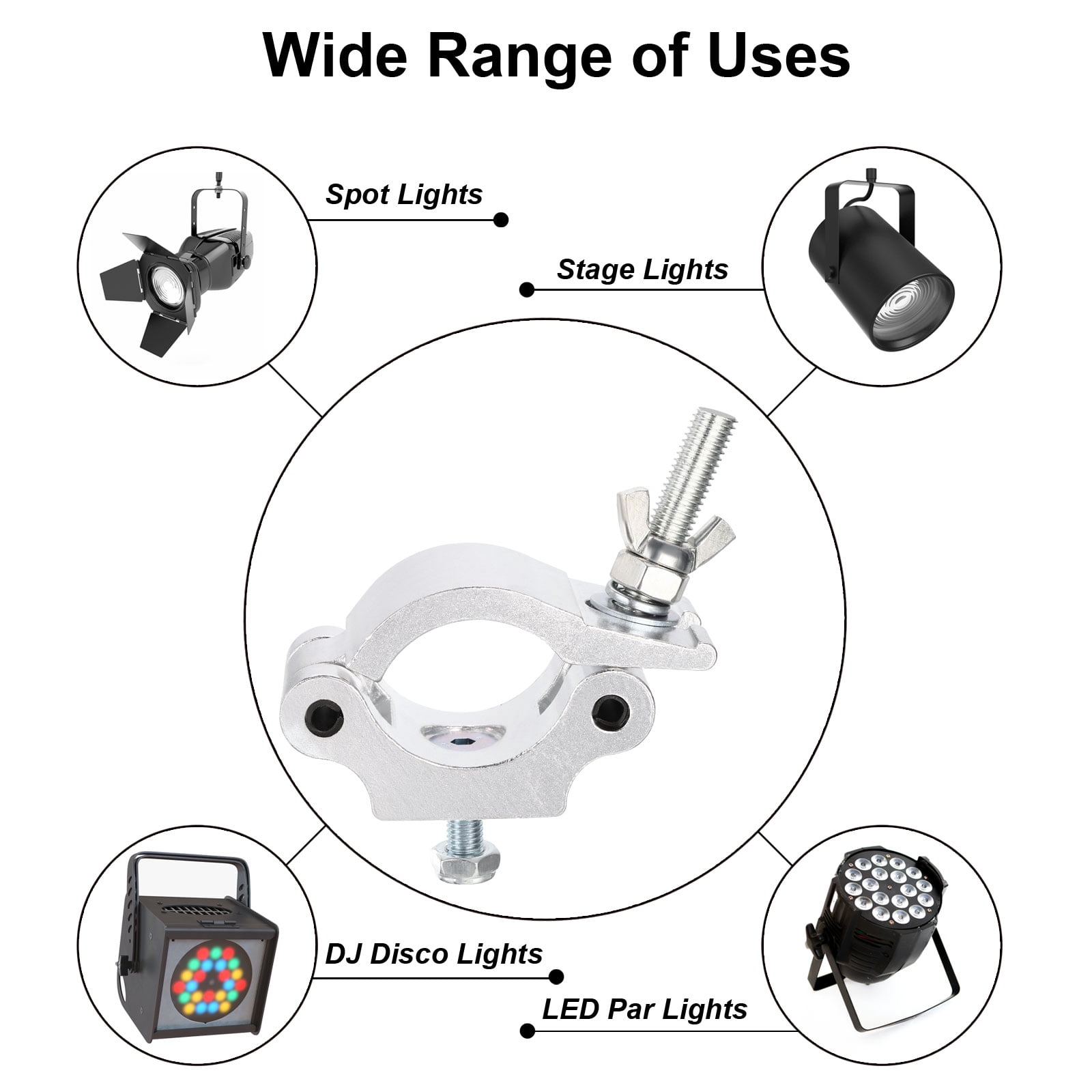 Uxcell Light Truss Clamps, Lighting Pipe O Clamp for 1.5-2.05inch OD 500lb Single, 1Pack
