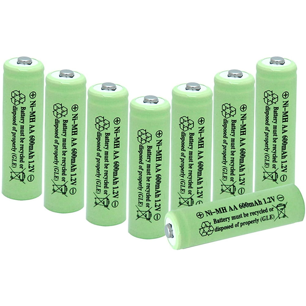 8 Pack AA Batteries NiMH 600mAh 1.2V NiMH Rechargeable Battery Set for