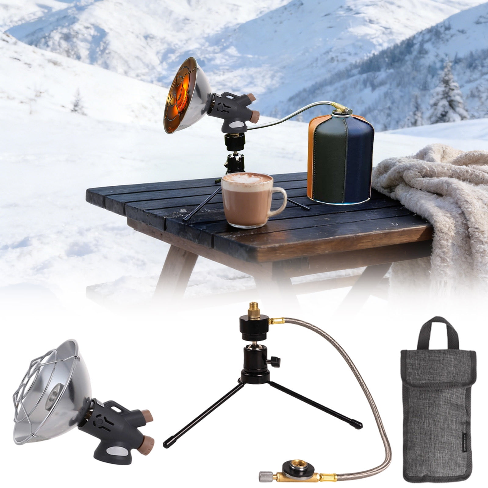 ufeghfjh Portable Gas Heater for Outdoor Camping Mini Sun Heating Stove with Desktop Swivel Stand Winter Fishing Tent Use Gas Can Not Included