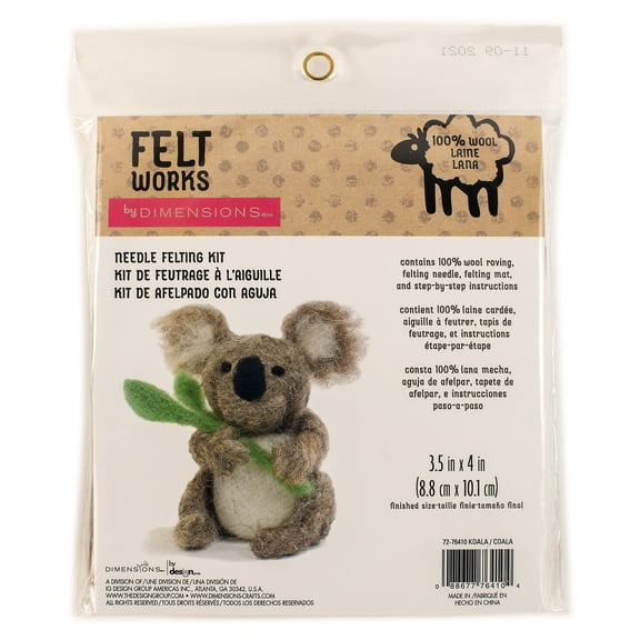 Dimensions Koala Needle Felting Kit, Wool Roving