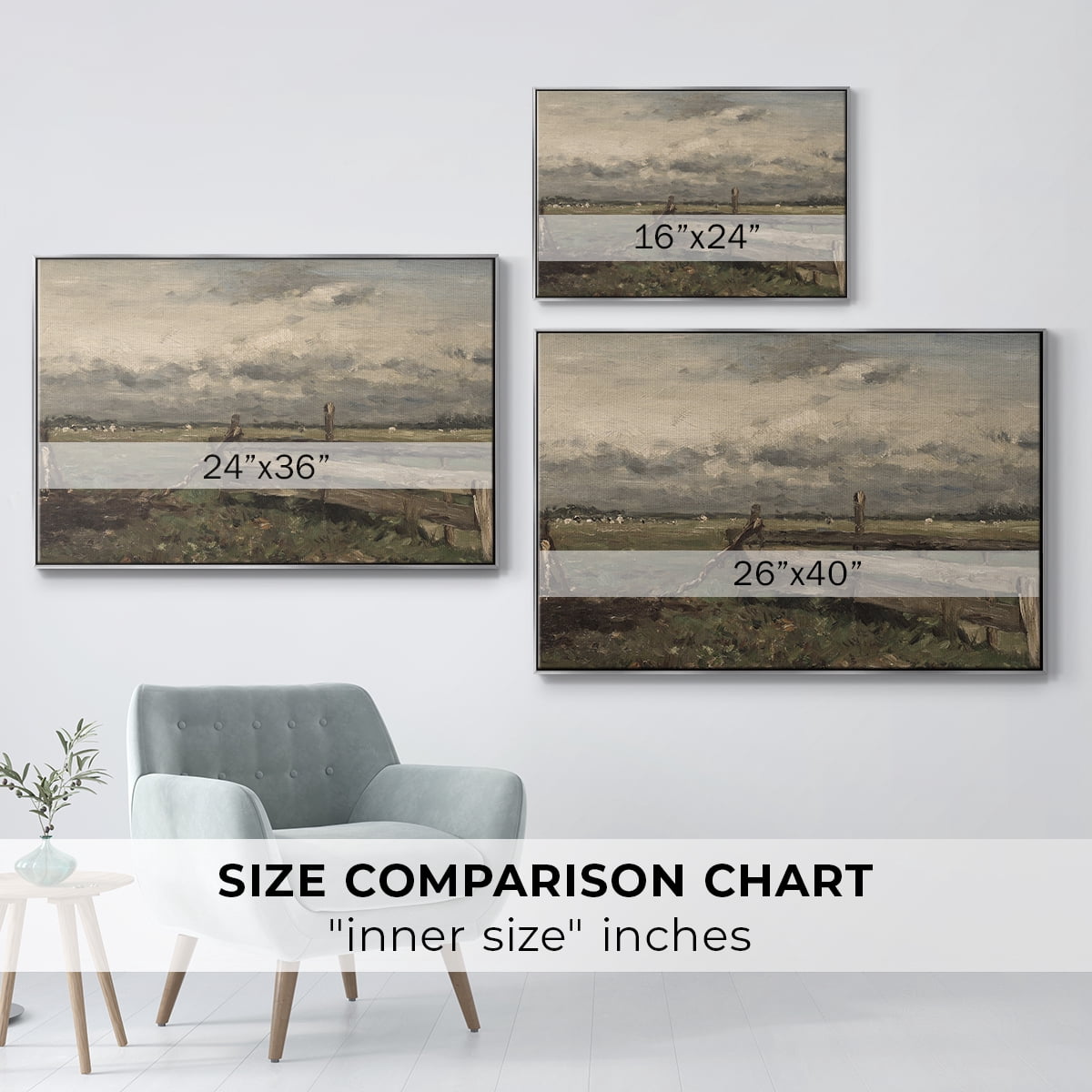 Vintage Landscape-CCCVI By Wexford Home Framed in Silver Wood Gallery Wrapped Canvas 25 in. x 37 in.