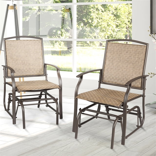 Mecedoras de Exterior Costway 2 con Estructura de Metal Marrón 58 x 70 x 94 cm