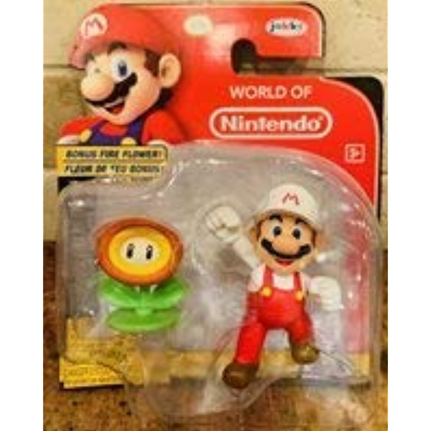 World of Nintendo Super Mario Fire Mario Action Figure with Flower