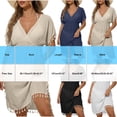 thumbnail image 3 of Women Swimsuit Cover up Sheer Deep V Neck Beach Tunic Dresses Summer Beachwear Vacation Swimwear Coverups, 3 of 8