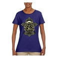 thumbnail image 2 of Brotherhood Biker Motorcycles Cross and Skull Pop Culture Womens Graphic T-Shirt, Purple, Small, 2 of 3