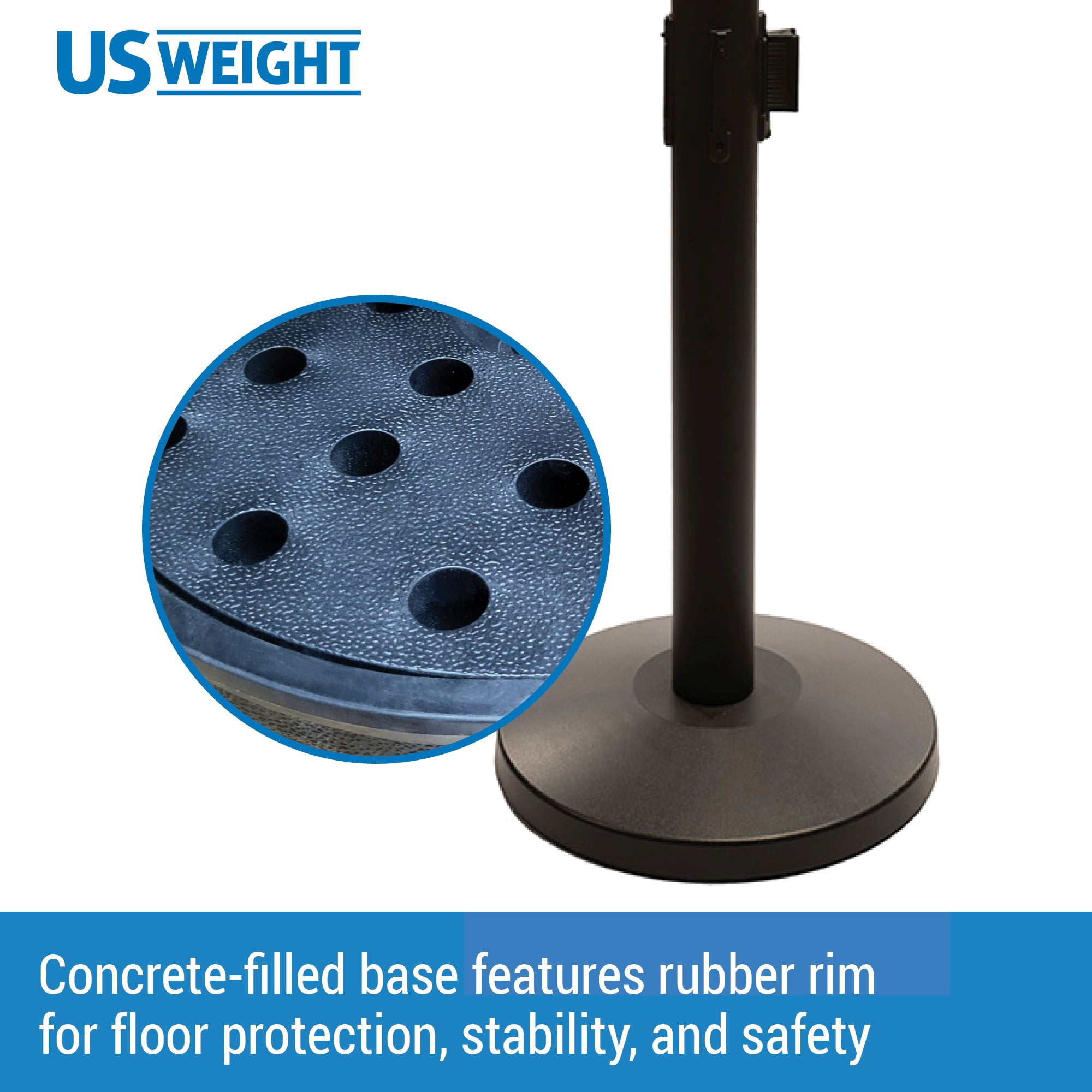 Dual Retractable Belt Barrier Stanchion, 9' Black Belts - 2 Pack