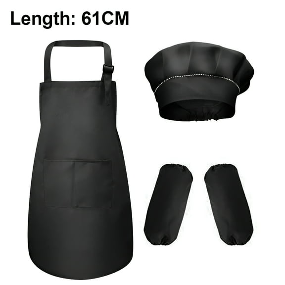 TELOLY Kids Chef Hat and Apron Set,Black L