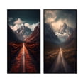 thumbnail image 2 of Designart "Endless Roads Through Misty Snowy Mountains III" Meadow Framed Wall Art Set Of 2 - Traditional Red Framed Wall Art Set Of 2, 2 of 6