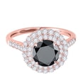 thumbnail image 2 of Mauli Jewels Engagement Rings for Women 1.25 Carat Halo Antique Design Black Diamond Engagement Ring 4 Prong-Setting 14K Rose Gold, 2 of 6