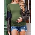 thumbnail image 5 of Weardear 3 Packs Maternity Tops Long Sleeve Boat Neck Pregnancy Tunic T Shirts Side Ruched Casual Pregnant Clothes, 5 of 6