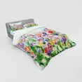 thumbnail image 3 of Watercolor Flower Duvet Cover Set, Floral Summer Garden Grass and Blooms Love Illustration Print, Bedding Set with Shams and Fitted Sheet, 3 Sizes, by Ambesonne, 3 of 3