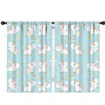 Funny Window Curtains for Kids Room - 42Wx63H Inch 2 Panels, Rod Pocket Colorful Cartoon Horse Patterns for Girls Bedroom Decor Preschool Classroom Curtains Playroom Living Room Window Drapes