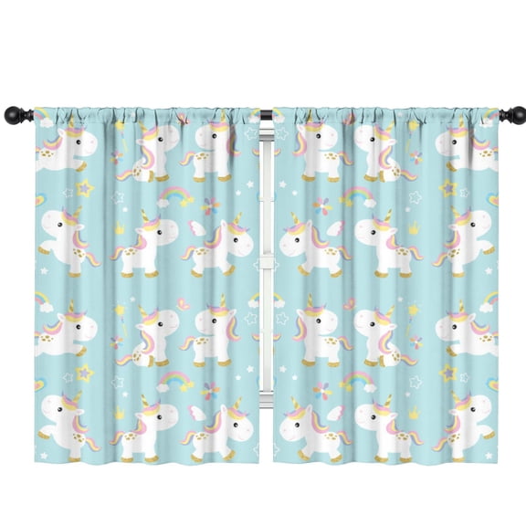 Funny Window Curtains for Kids Room - 42Wx63H Inch 2 Panels, Rod Pocket Colorful Cartoon Horse Patterns for Girls Bedroom Decor Preschool Classroom Curtains Playroom Living Room Window Drapes