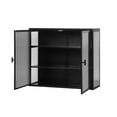thumbnail image 4 of 27.56"Modern Wall Cabinet with Glass Doors, Bathroom Cabinet with Featuring Three-tier Storage for Entryway Living Room, Bathroom or Dining Room, Black, 4 of 7