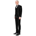 thumbnail image 3 of Antonio Uomo Men’s Suit Set – Slim Fit 3 Piece Tuxedo Blazer Solid One Button Jacket Vest Pants Formal Business Wedding Party Prom Elegant Dress Suits Solid Black 52, 3 of 8