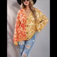 thumbnail image 4 of Cárdigan Holgado A Cuadros para Mujer, Abierto Al Frente, Suéteres Oversize con Gráficos Vintage, Abrigo de Punto A Cuadros. Amarillo L, 4 of 9