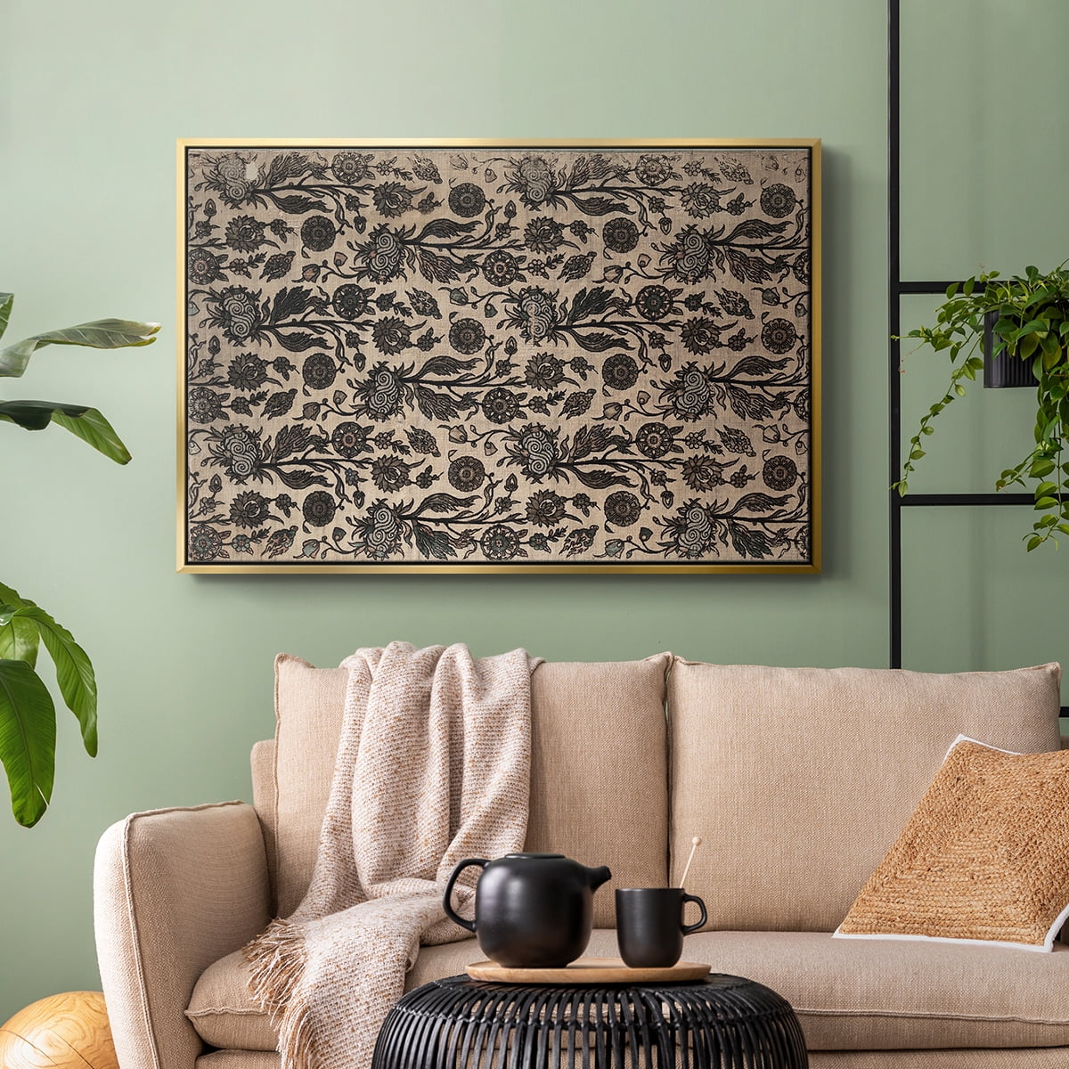 Vintage Abstract Print-XXXII Framed in Gold Wood Gallery Wrapped Canvas 27 in. x 41 in.
