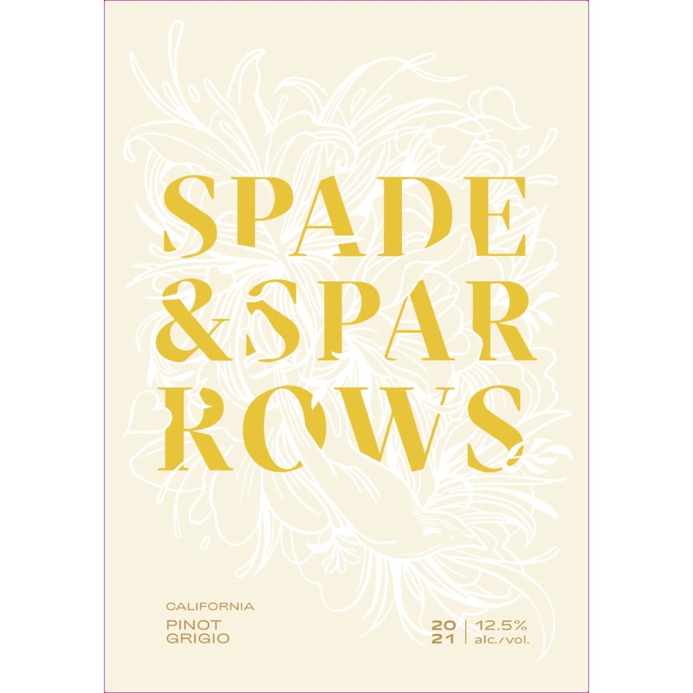 Spade & Sparrows Pinot Grigio California White Wine, 750 ml Bottle, ABV 12.50%