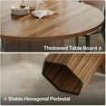 thumbnail image 3 of Tribesigns Wood Round Dining Kitchen Table, 47 inch Dinner Table with Heavy Duty Pedestal Base Circle Tabletop for Kitchen, Brown, 3 of 7