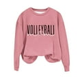 thumbnail image 4 of Gnurob Game Day Women Crewneck Sweatshirts Volleyball mom Letter Print Pullover Long Sleeves Tops Casual Dropped Shoulder Blouse Ladies Fall Fashion ClothesClearance Saving,Hot Pink,X-Large, 4 of 4