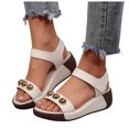 thumbnail image 2 of Wedge Sandals for Women Open Toe Metal Beaded Slingback Platform Walking Shoes Antislip Cushioned Summer Beach Shoes White Size 8, 2 of 9