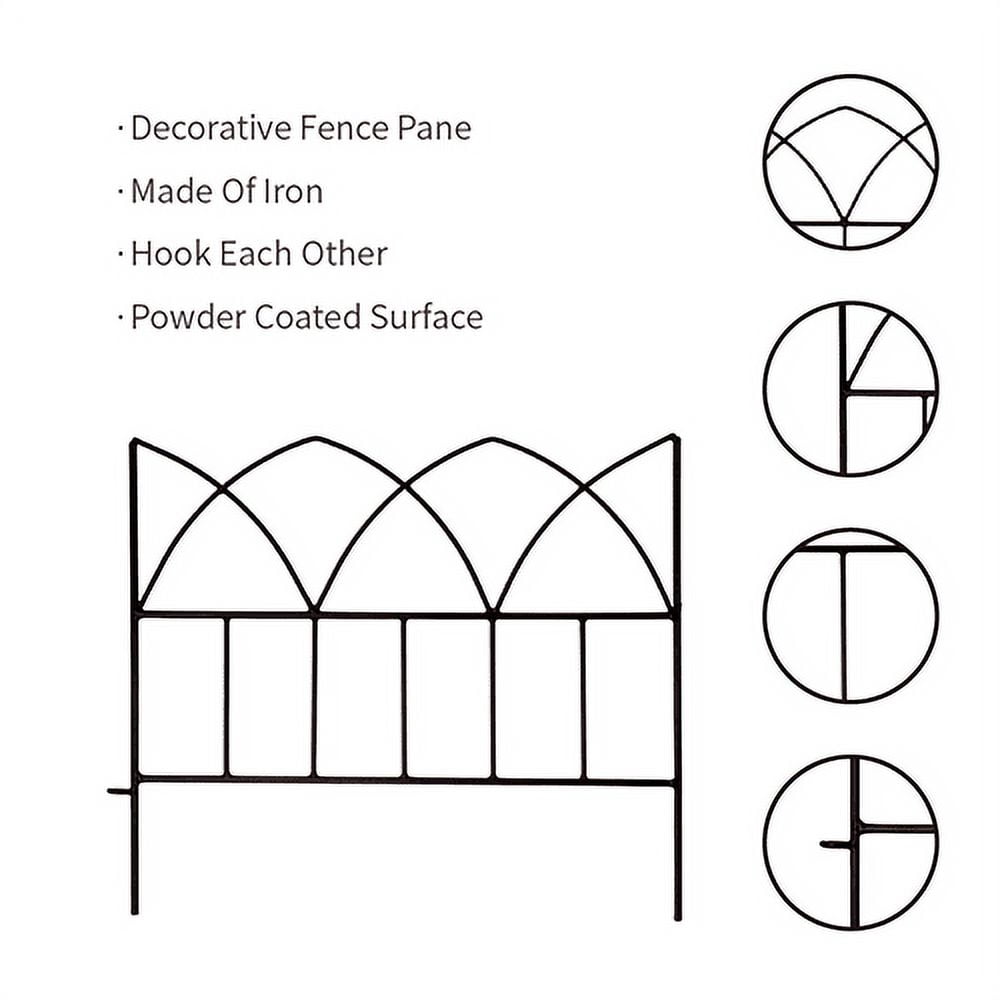 SCENDOR 5 Pack Garden Decorative Fences Panel 18"x16" for Flower Bed Edging Rustproof Dog Fencing for Yard 18 inch