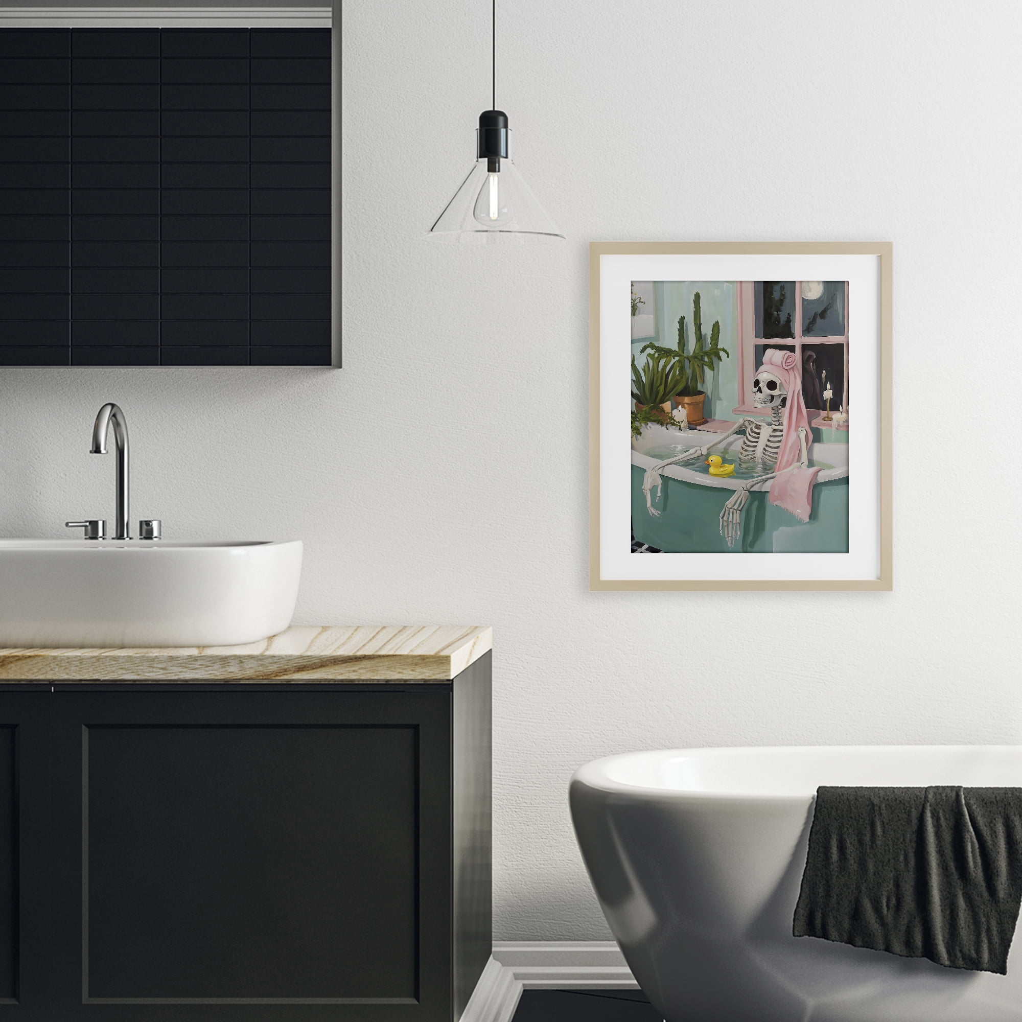 Stupell Industries Midnight Soak Skeleton Birch Framed Print Under Glass, design by The Prints Vibe
